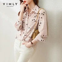 vimly spring women shirts office lady dot print button up shirt fashion new loose full sleeve blouse female tops blusas f6703
