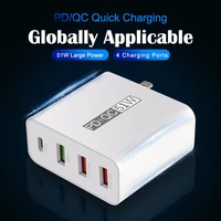 51w pd charger 18w pd type c fast charging for iphone samsung huawei usb charger 4port qc 3 0 4 0 quick charge usb power adapter