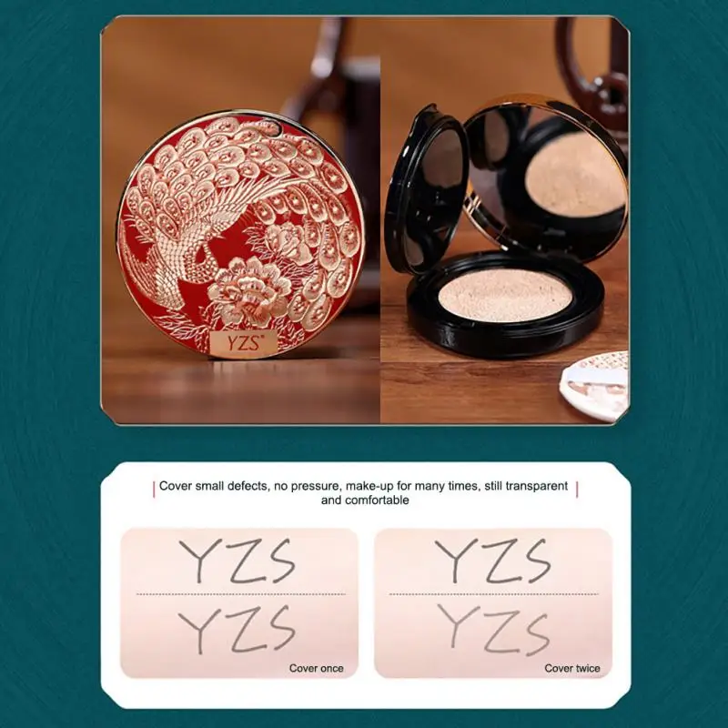 

Peacock Tulle Cushion BB Cream Oil Control Concealer Invisible Pore Long-lasting Makeup Chinese Style Carved Cushion Cosmetics