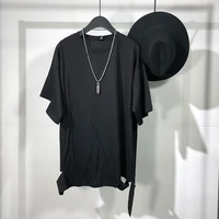 mens short sleeve t shirt summer new dark round collar simple loose leisure hem hole design fashion trend t shirt