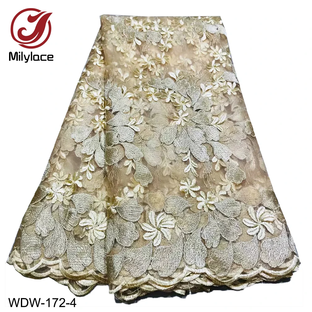 Milylace Новинка нигерийское Кружево Ткань 5 ярдов Красивая Цветочная вышитая