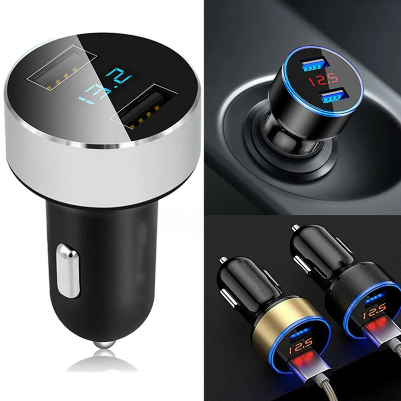 Универсальный двойной Переходник USB для зарядки в машине светодиодный дисплей 12-24 В Быстрая зарядка 3.1A Авто USB автомобильный телефон gps зарядное устройство