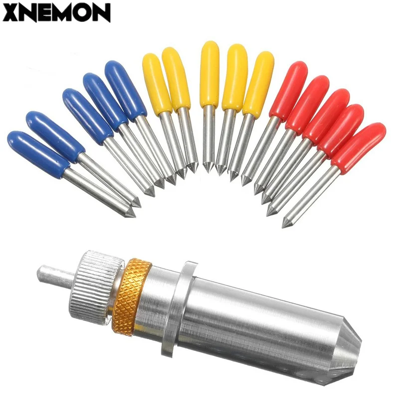 

XNEMON Vinyl Cutter Plotter Aluminum alloy Roland Holder +15pcs tungsten steel Blades Cutting Plotter Holder Diameter: 12mm