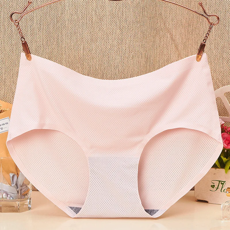 pink Настоящие Милые стринги, бесшовное нижнее белье, женские трусики со средней талией, большие размеры, Женские Треугольные летние новые сетчатые проницаемые трусики - Цвет: pink