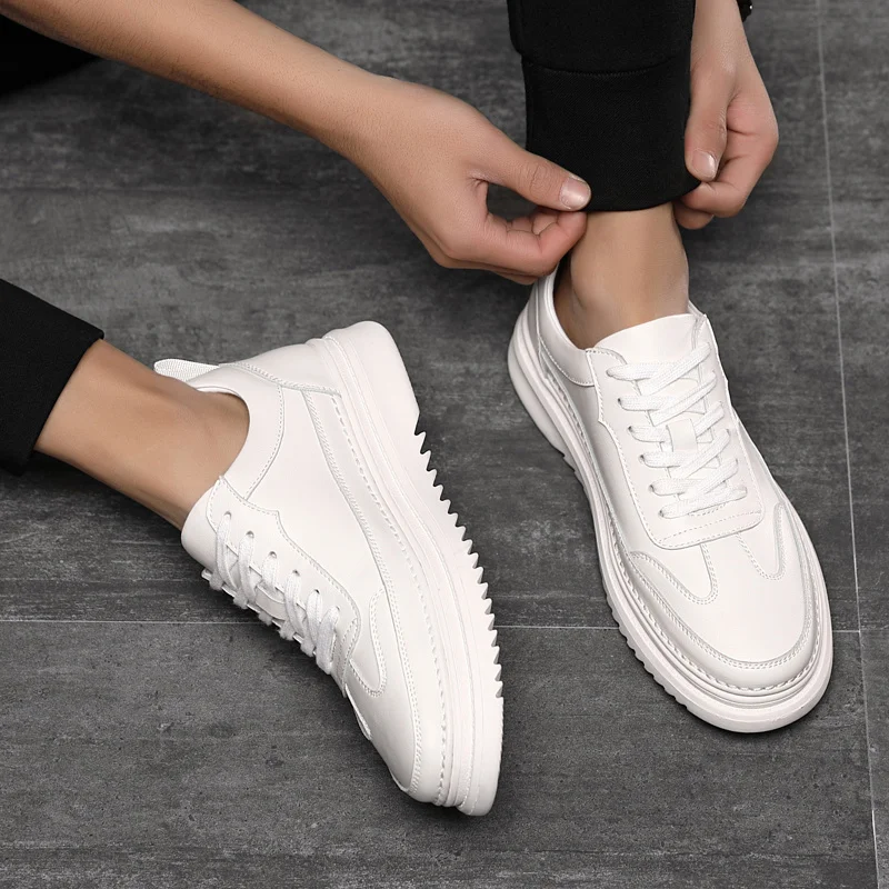 Дизайнерские мужские белые туфли оригинальные однотонные высококачественные