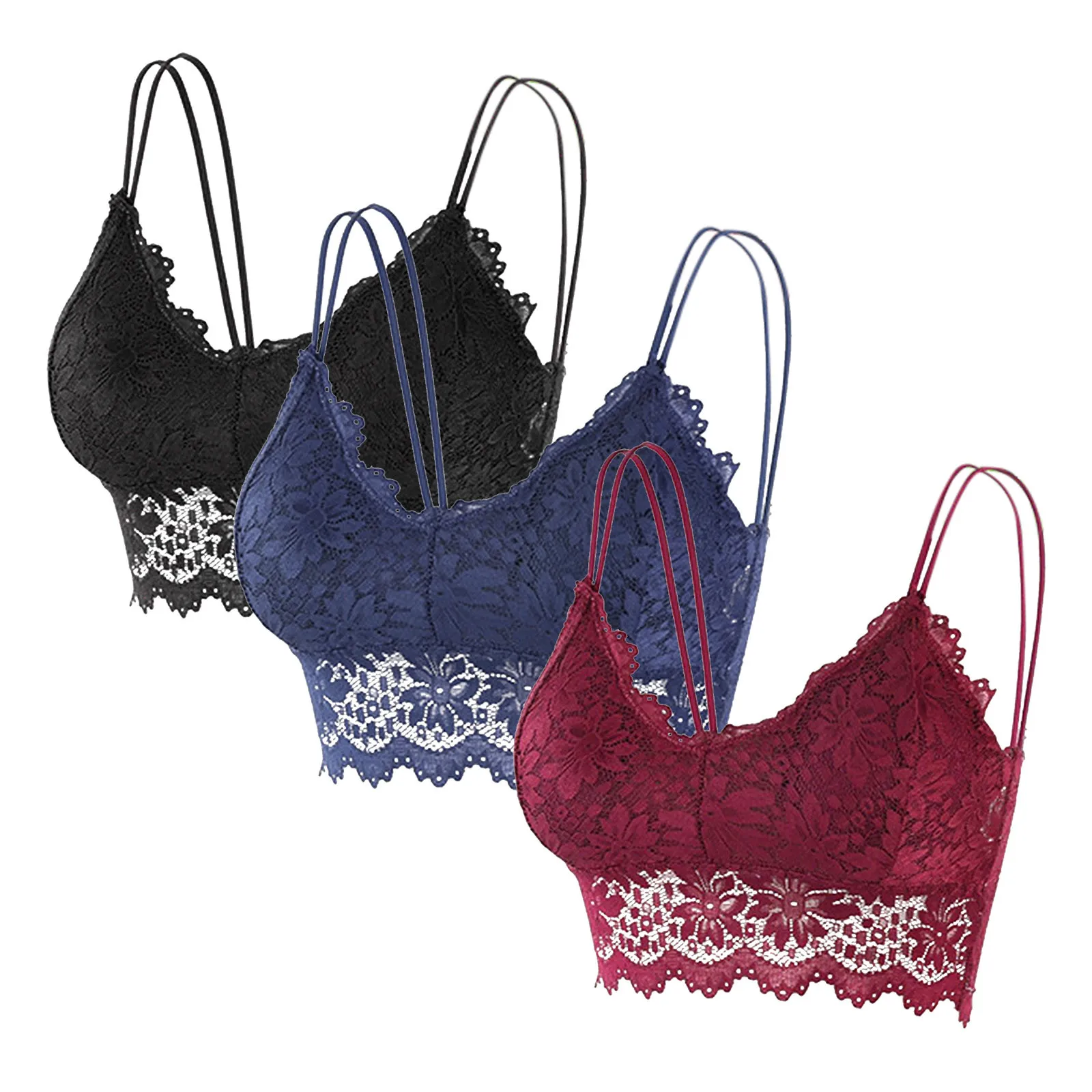 

3 шт., женский кружевной бюстгальтер с чашками пуш-ап