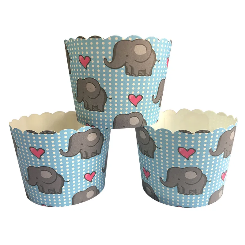 LINVIERLOVE 50pcs Cute Elephant Cupcake Liner Cake Paper Baking Cup Muffin Cases Mold Small box Tray Decor Tools | Дом и сад