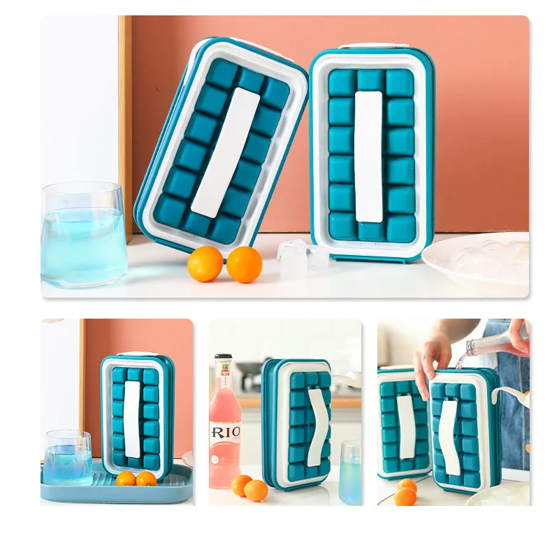 

2 In 1 Portable Silicone Ice Ball Maker Foldable DIY Lattice Ice Hockey Kettle Cubic Container Ice Cube Tray Bar Kitchen Tools
