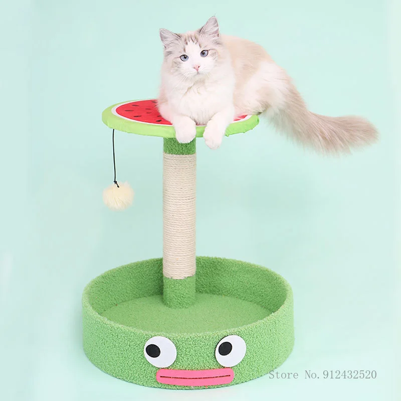 Cartoon cute sisal cat scratching post cat climbing frame tree tower playing ball toy jumping platform furniture pet supplies