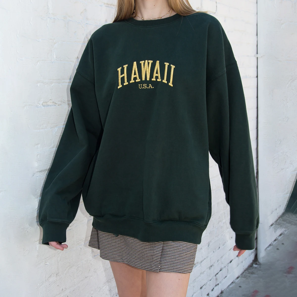 

Женская хлопковая толстовка с длинным рукавом, винтажная свободная толстовка с круглым вырезом и вышивкой букв, осенняя Повседневная шикар...