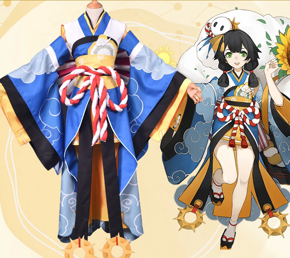 VEVEFHUANG Горячая игра Onmyoji SSR Shiranui Аквамарин Али кимоно Косплей Костюм Униформа