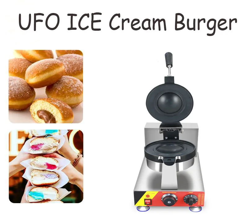 

Hot UFO Hamburger Waffle Makers Pie Press Brioche Burger Commercial Bread Maker Ice Cream Panini Donut Doughnut Makers Machine