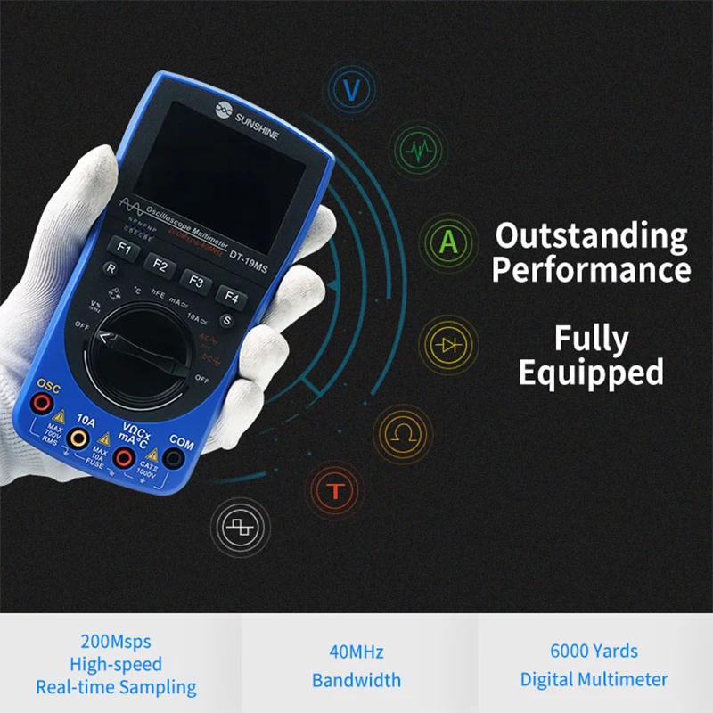 

SUNSHINE 2 IN 1 DT-19MS Handheld Oscilloscope Measure DC AC Voltage Current Multi Function Multimeter