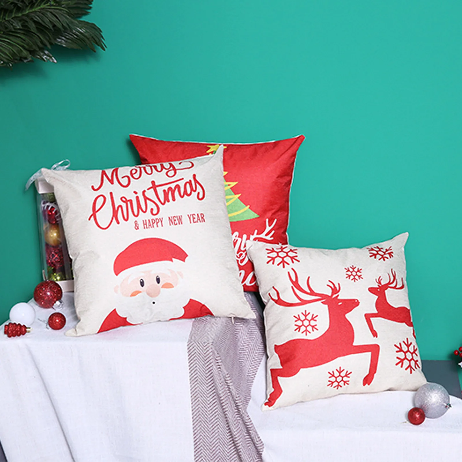 

2022 Merry Christmas Cushion Cover Santa Claus Elk Christmas Decoration For Home 2021 Christmas Ornaments Natal Navidad New Year