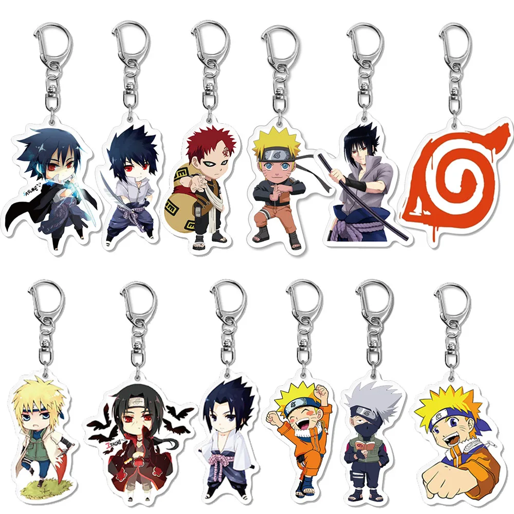 

Anime Naruto Keychain Acrylic Uzumaki NARUTO Accessories Figures Kakashi Uchiha Itachi Keyring Pendant Kids Toys Christmas Gifts