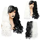 Парик для косплея ANOGOL из высокотемпературного волокна Лолита длинный волнистый черный блонд коричневый парик для косплея с боковой бахромой синтетический парик с 2 хвостиками