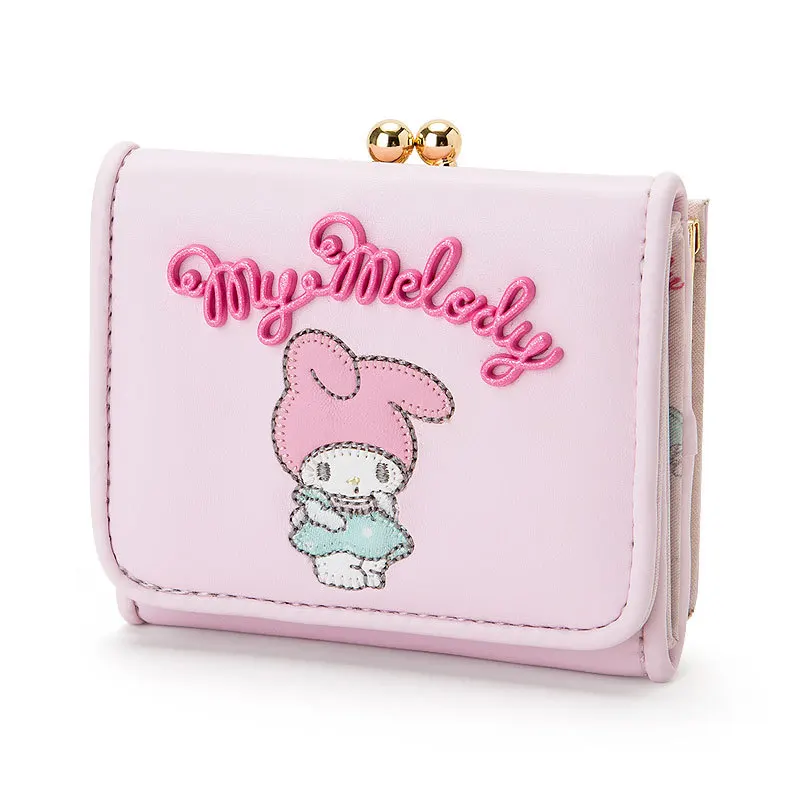 

Cute Bunny Kawaii Wallet Short Kiss Clasp Lock Tri-fold Pink Leather Wallets Women Ladies Cartoon Purses Small Money Clip Bag