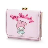 cute bunny kawaii wallet short kiss clasp lock tri fold pink leather wallets women ladies cartoon purses small money clip bag