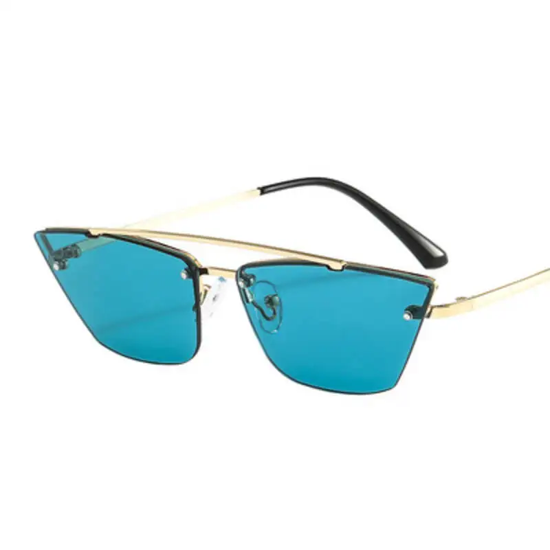 

Retro Frameless Cat Eye Sunglasses Women 2021 Luxury Brand Fashion Ocean Gradient Sun Glasses Female Vintage Metal Shades Men