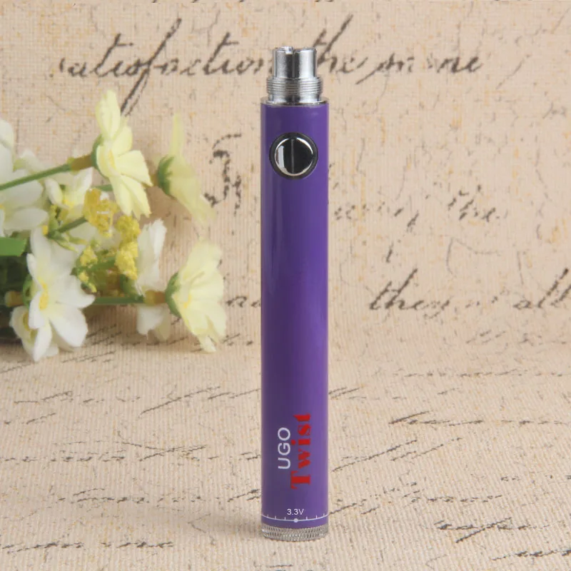 Фиолетовый UGO Twist battery 650mah 900mah VV Vape ручка для эго 510 нить электронная сигарета распылитель USB сквозное зарядное устройство батарея - Цвет: Фиолетовый