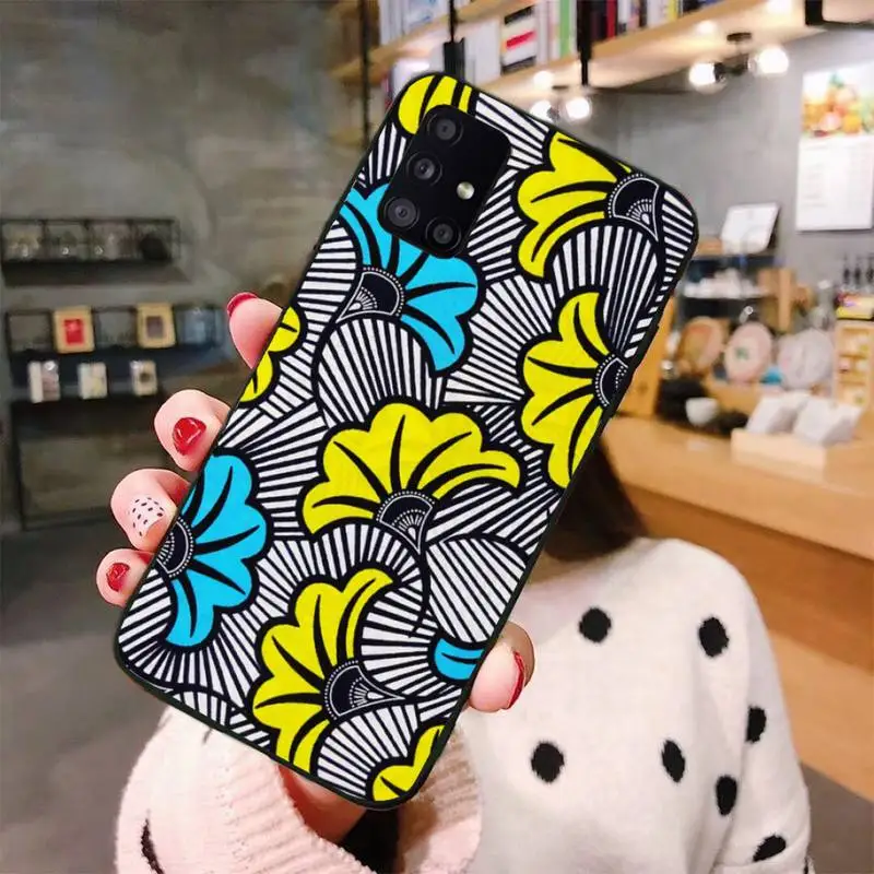 

African Wax Fabic Phone Case For Samsung S6 S7 edge S8 S9 S10 e plus A10 A50 A70 note8 J7 2017