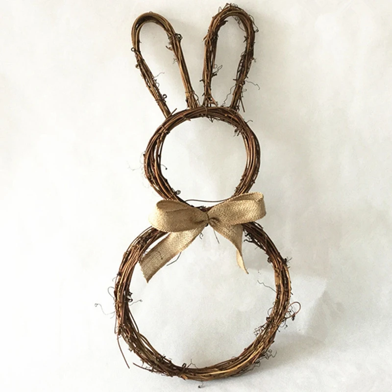 Плетеная декоративная гирлянда из ротанга в виде кролика пасхальное украшение