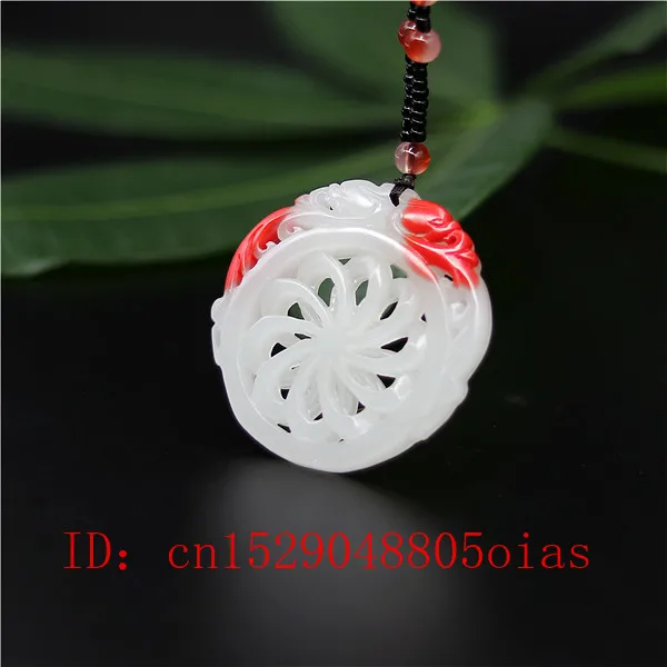 Натуральный красный белый китайский нефрит Дракон ожерелье ювелирных изделий
