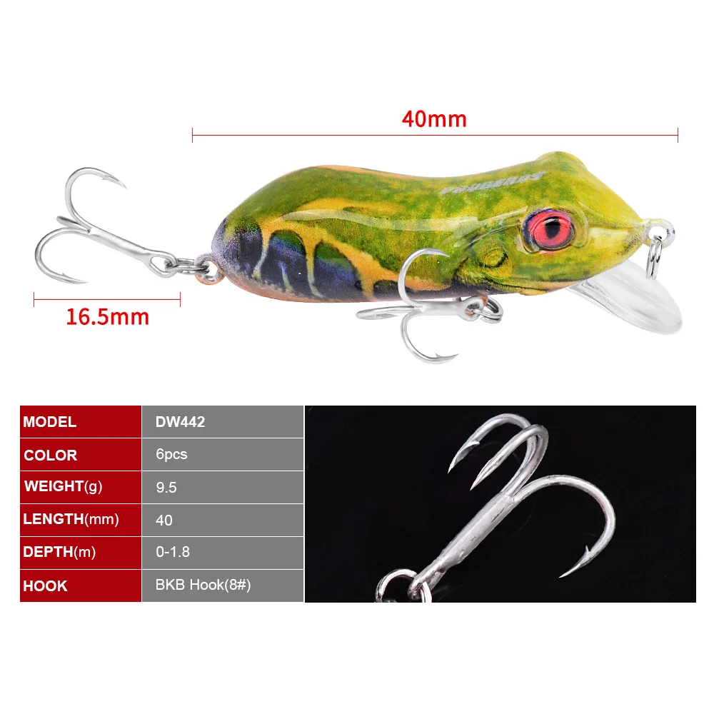 

1 PCS 4cm/9.5g Insect Thunder Frog Wobbler Bait Frog Silicone Crankbaits 6 Colors Topwater Fishing Tackle Artificial Ray Frog