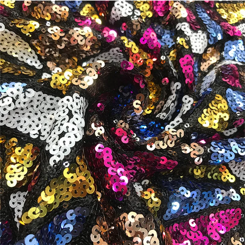 Lace143 блестящая цветная сетчатая ткань с бусинами и блестками высококачественное