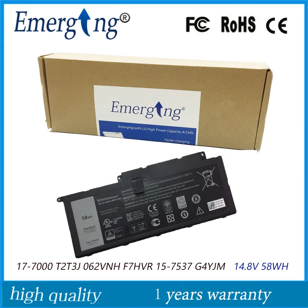 

Аккумулятор для ноутбука Dell Inspiron 17-7000 T2T3J 062VNH 15-14,8 G4YJM, 7537 в, 58 Вт/ч, новый оригинальный F7HVR