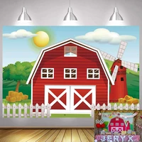 farm backdrop animal barn happy birthday party baby shower 1st photography background photographic banner