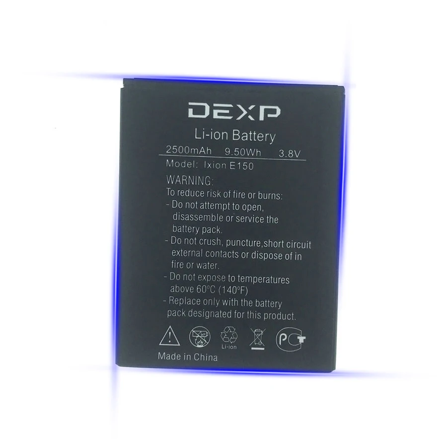 100% Оригинальный аккумулятор 2500 мАч для сотового телефона DEXP Ixion E150 Soul