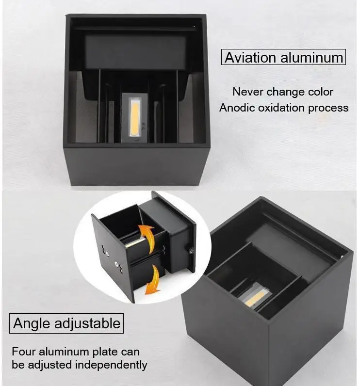 

Aluminum Outdoor Wall Lamp Waterproof Adjustable Upper Lower Luminous Light