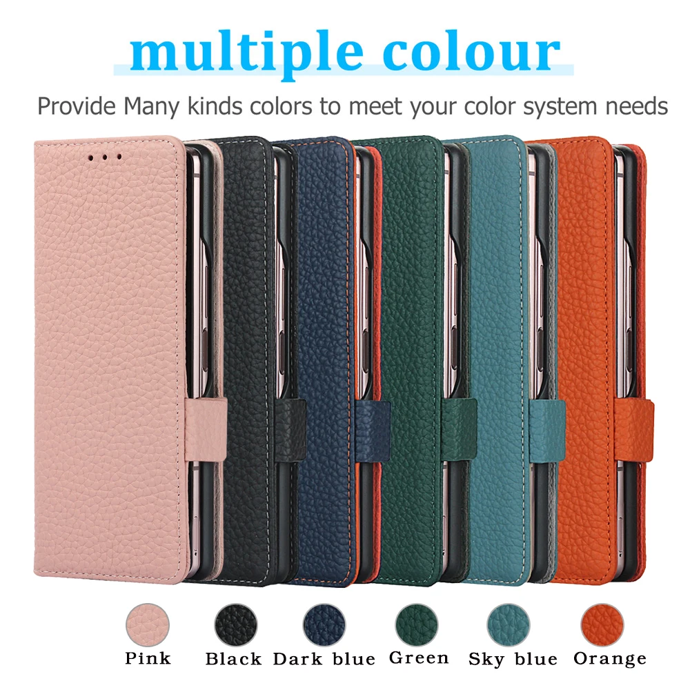 

Lychee Pattern Leather Magnetic Clasp Flip Case For Samsung Galaxy Fold 2 5G Shockproof Wallet Card Holder Stand Phone Bag Cover