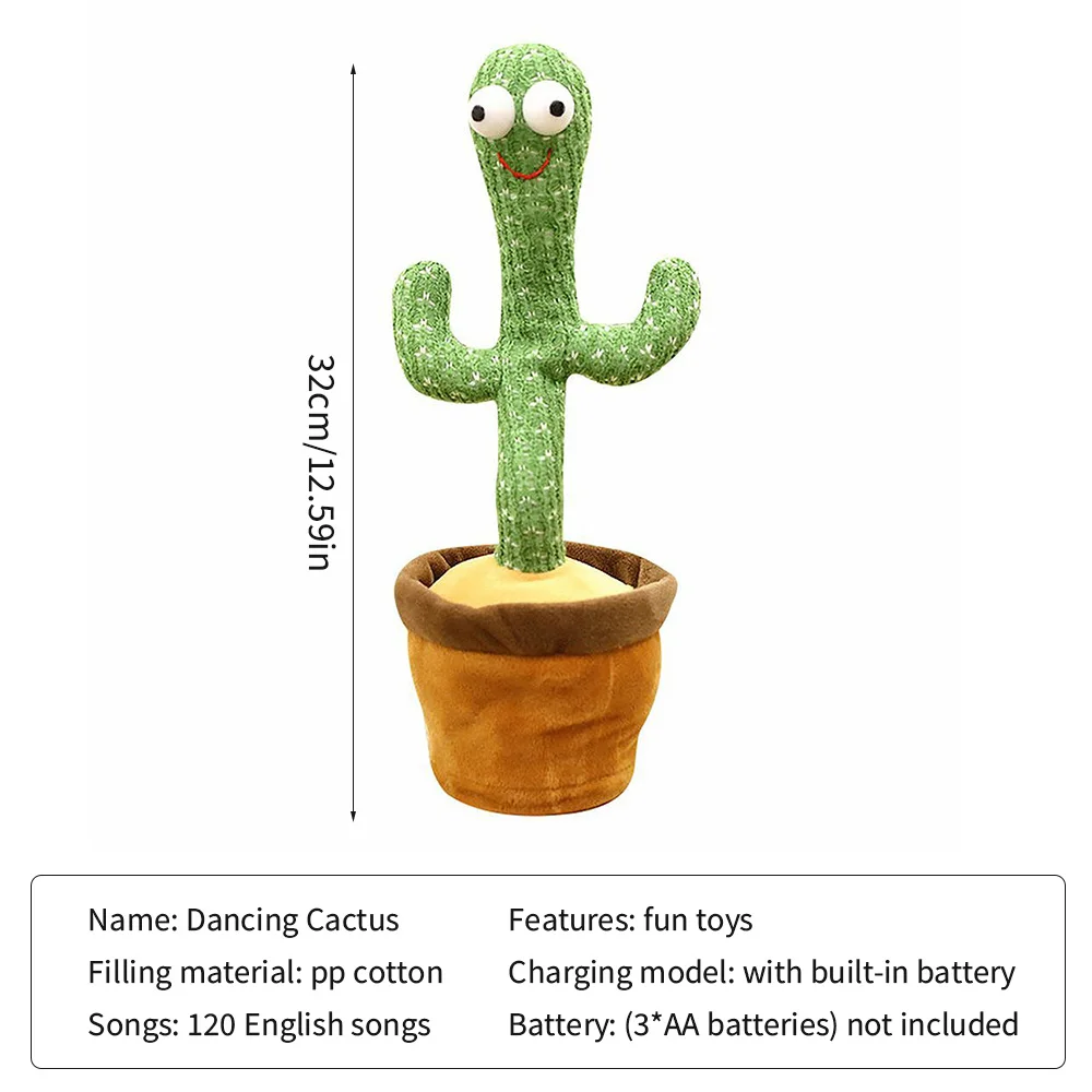 

Cactus Plush Toy Electric Singing Childhood Teaching Talking Cactus Potted Toy Glowing Rotating Plush Toy Desktop Decoration