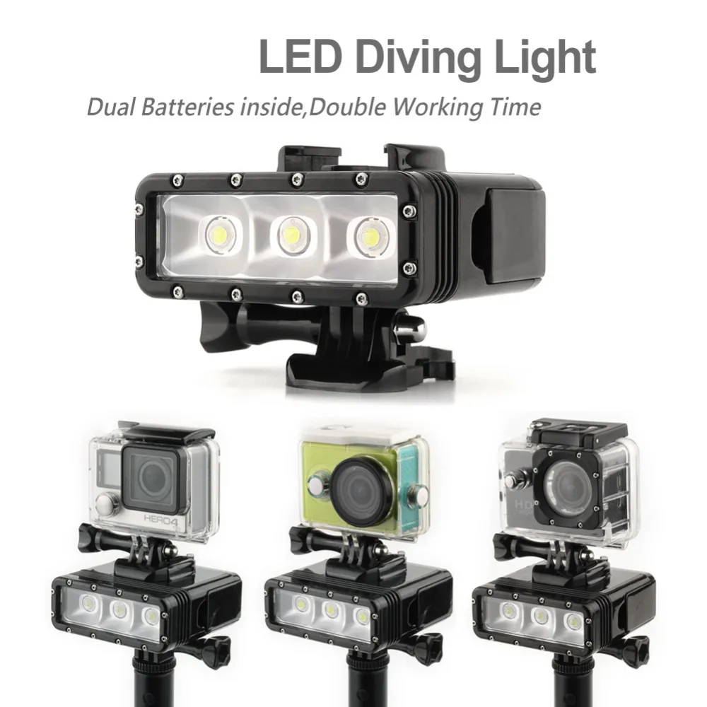 Двойной аккумулятор фонарик для дайвинга подводный светодиодный заполняющий