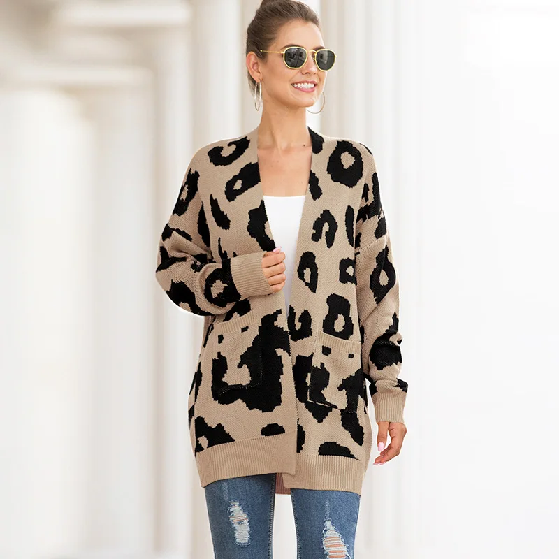 

Women Sweater Cardigan Winter Clothes Women Casual Full Leopard Fashion Elegant Ropa Mujer Vetement Femme Loose and Comfortable