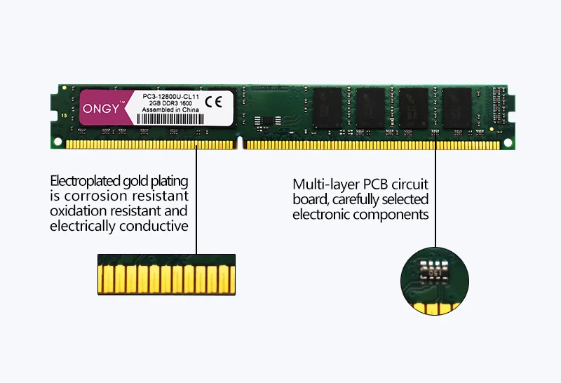 Оперативная память ONGY DDR3, 2 Гб, 1600 МГц, для настольной памяти, 240pin, 1,5 в, Новая Память DIMM для компьютера, оперативная память PC3L-1600U ddr 3 для Intel и AMD