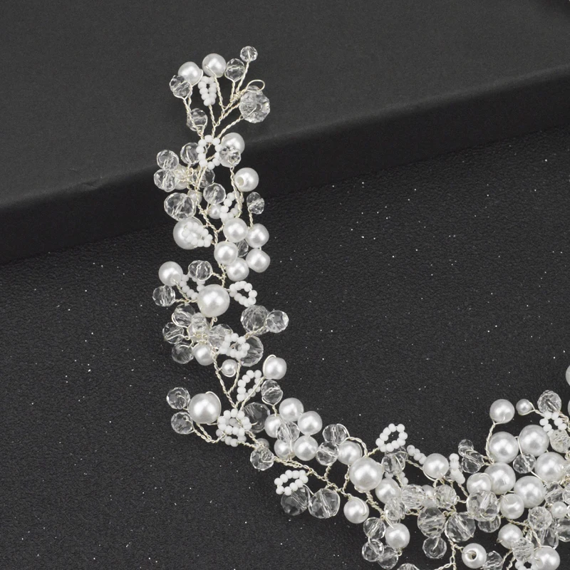 FMSWD Роскошный Серебряный Свадебный ободок жемчужные аксессуары для волос