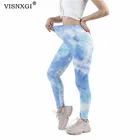 Леггинсы с принтом VISNXGI, вязаные спортивные женские штаны с высокой талией, эластичные штаны с эффектом пуш-ап для тренировок в тренажерном зале, штаны до щиколотки