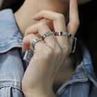 Регулируемая цепочка панк крутой хип-хоп Готик набор колец Многослойные четыре открытые, кольца на палец для женщин поворот вечерние подарок Bague Femme