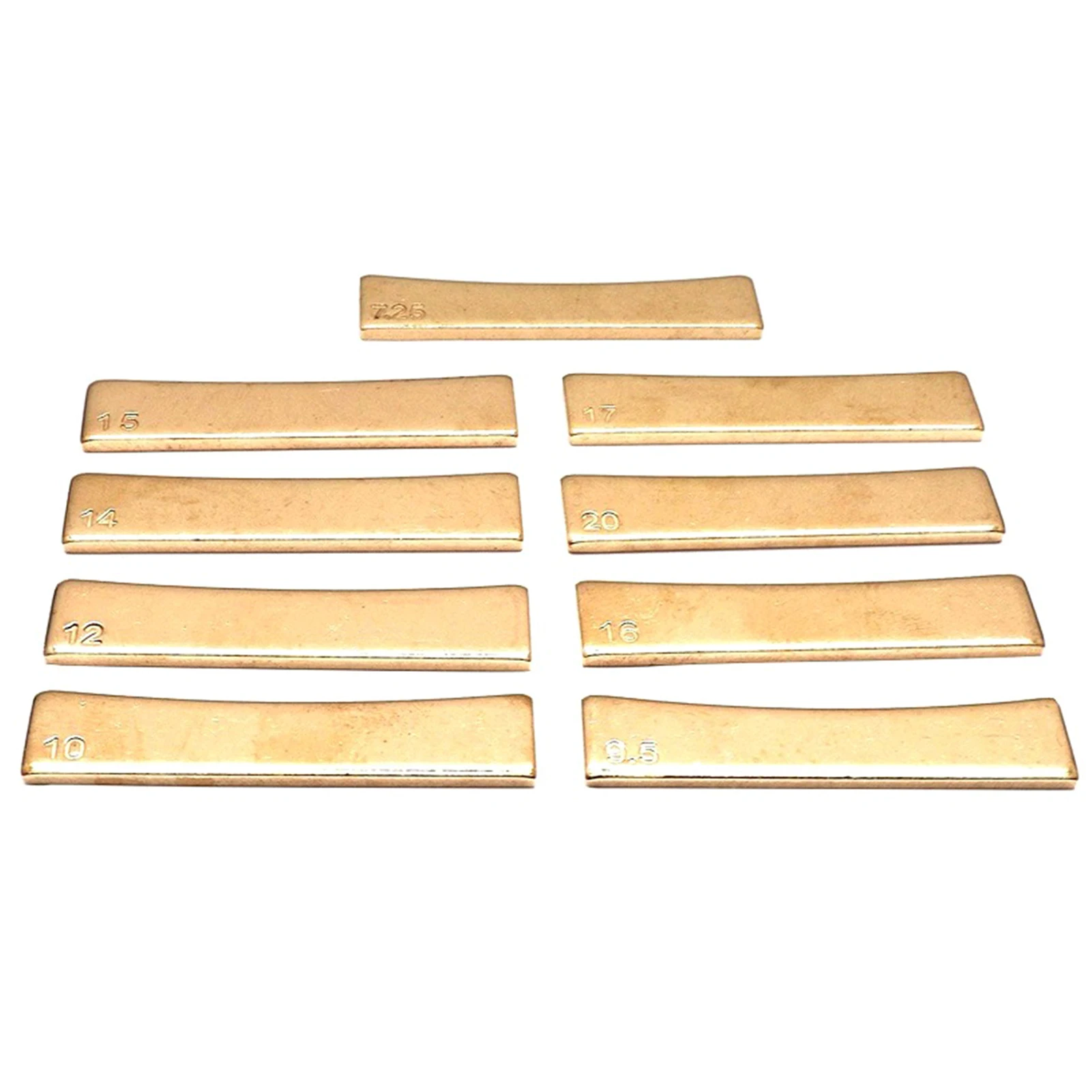 

9Pcs Guitar Brass Radian Fret Inserts 7.25/9.5/10/12/14/15/16/17/20 Radius Fingerboard Fret Press Caul Insert for Guitar Bass