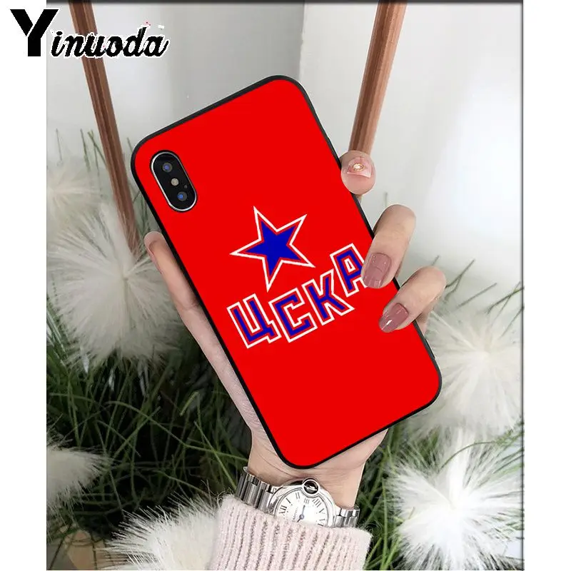 Yinuoda PFC CSKA Москва ТПУ мягкий черный чехол для телефона iPhone 5 5Sx 6 7 7plus 8 8plus X XS MAX