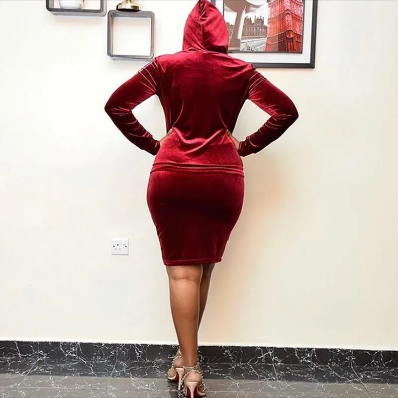 Женские комплекты из 2 предметов осенне зимние Бархатные Дашики африканские двух с длинным рукавом топ и