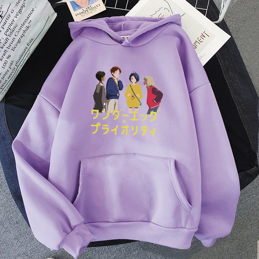 Hoodies oversized Wonder Egg Priority print Sweatshirts Hooded Harajuku Spring Casual Vintage Korean Pullovers Women sweetshirts