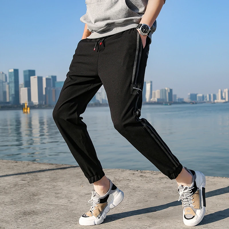 

2021 Letter Sweatpants Loose Men Joggers Pants Hip Hop Sportswear Track Harem Mens Streetwear Pant Side Stripe Track Jogger 3XL