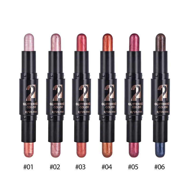 Двойной карандаш для теней мерцающий пигментный крем век водостойкая ручка