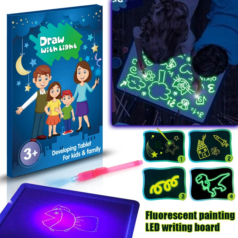 Kit de dibujo de luz LED, juguete del desarrollo, tablero de dibujo port&aacute;til para ni&ntilde;os NSV775-2