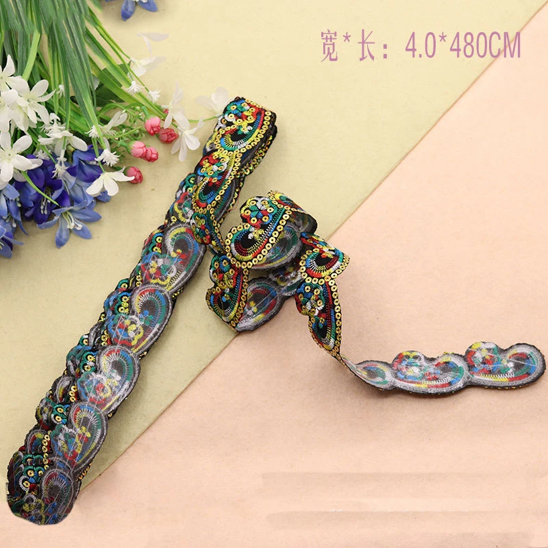 Новинка Вышитая кружевная ткань с клеем на спине Глажка блестками Одежда