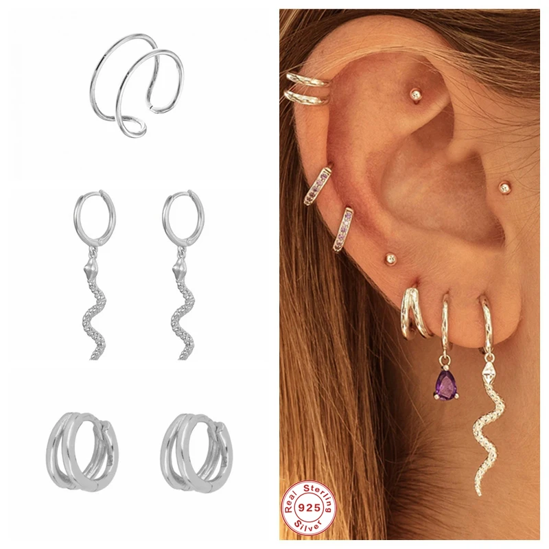 

Серьги-кольца из серебра 925 пробы с фианитом